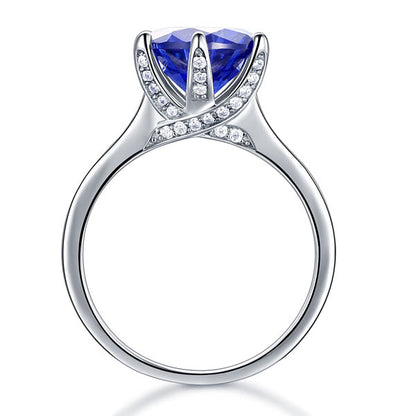 3 CT. Round Blue Simulated Diamond Ring in Sterling Silver