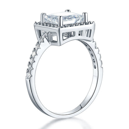 1.5 CT. Princess Cut Simulated Diamond Halo Ring in Sterling Silver