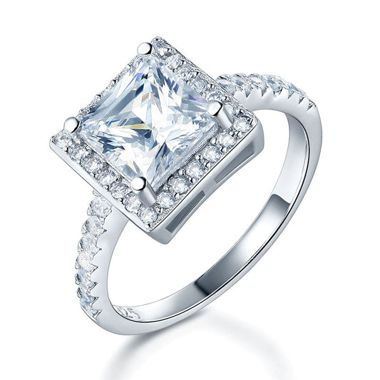 1.5 CT. Princess Cut Simulated Diamond Halo Ring in Sterling Silver
