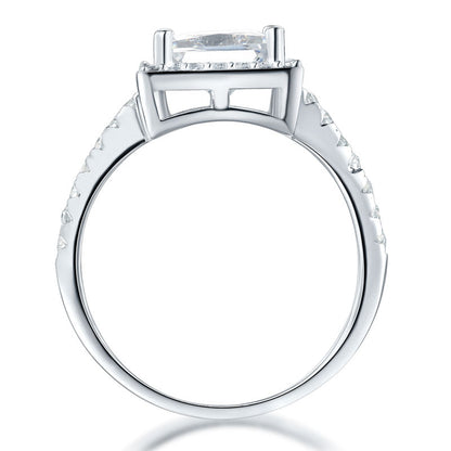 1.5 CT. Princess Cut Simulated Diamond Halo Ring in Sterling Silver