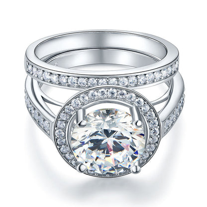 Parure de mariage en argent sterling avec diamants synthétiques ronds de 3,5 carats