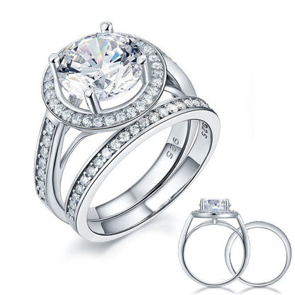 Parure de mariage en argent sterling avec diamants synthétiques ronds de 3,5 carats