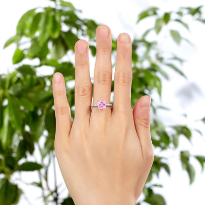 1.5 CT. Princess Cut Pink Simulated Diamond Ring in Sterling Silver