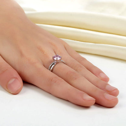 1.25 CT. Round Brilliant Cut Pink Simulated Diamond Entwined Ring in Sterling Silver