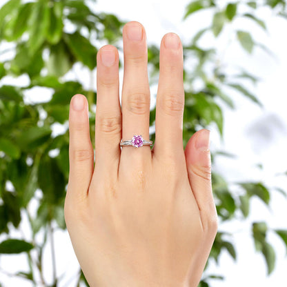 1.25 CT. Round Brilliant Cut Pink Simulated Diamond Ring in Sterling Silver