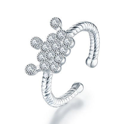 Anillo ajustable con corona de princesa en plata de ley para niñas