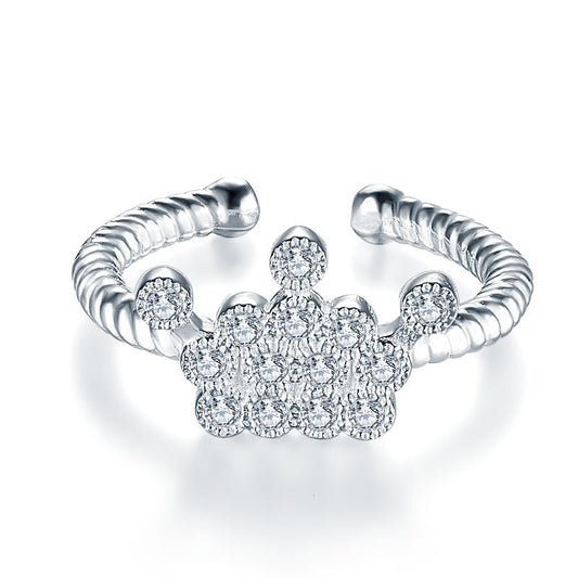 Bague ajustable couronne de princesse en argent sterling pour filles