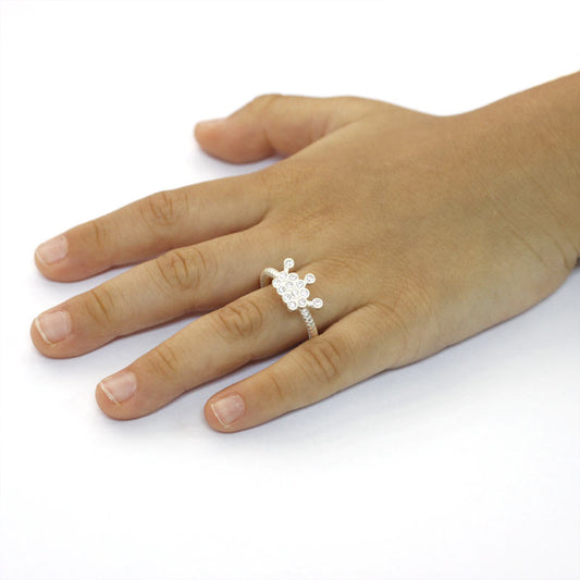 Bague ajustable couronne de princesse en argent sterling pour filles