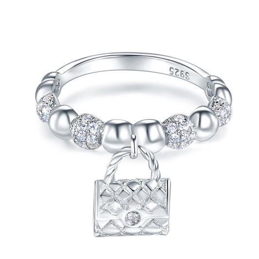 Bague pendante en argent sterling avec perles en diamant simulé