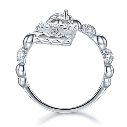 Anillo colgante de plata de ley con cuentas de diamantes simulados