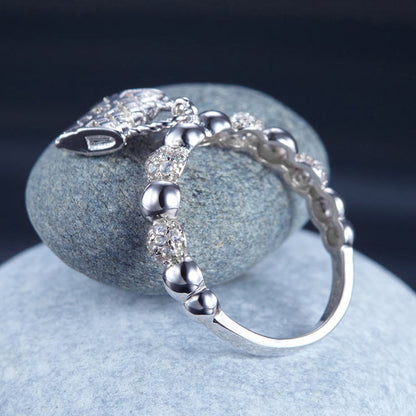 Anillo colgante de plata de ley con cuentas de diamantes simulados