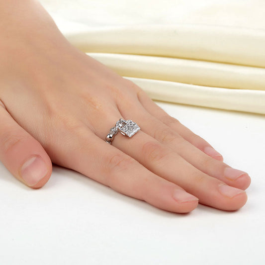 Bague pendante en argent sterling avec perles en diamant simulé