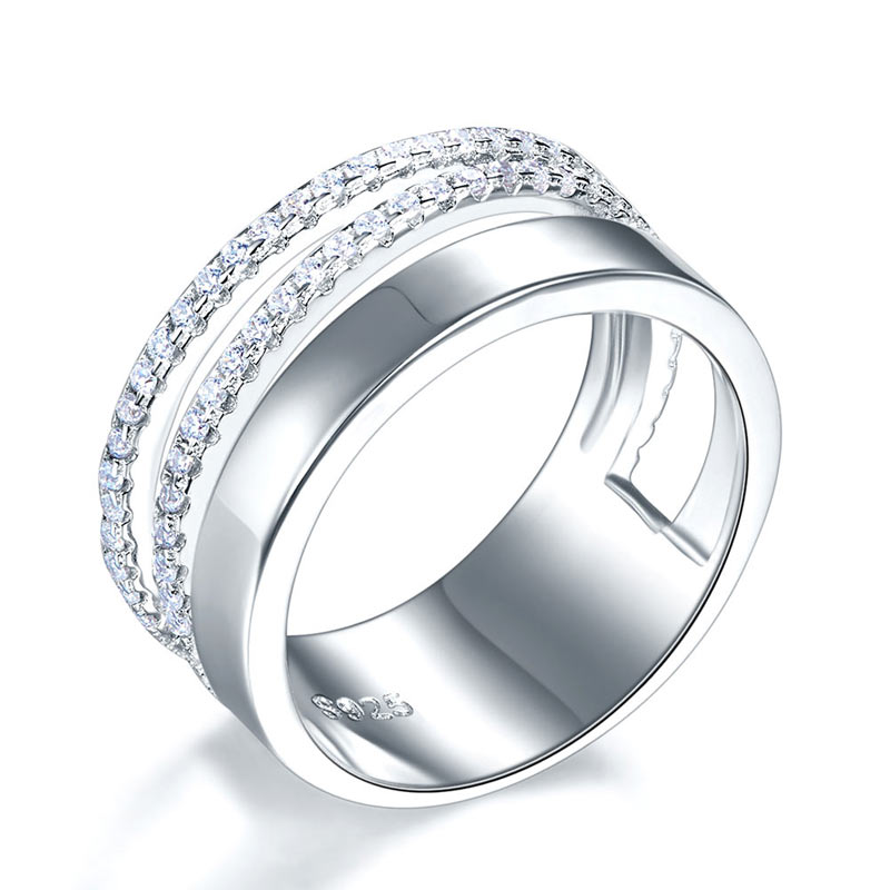 Semi Eternity Simulated Diamond Triple Band in Sterling Silver
