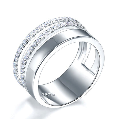 Semi Eternity Simulated Diamond Triple Band in Sterling Silver