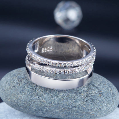 Semi Eternity Simulated Diamond Triple Band in Sterling Silver