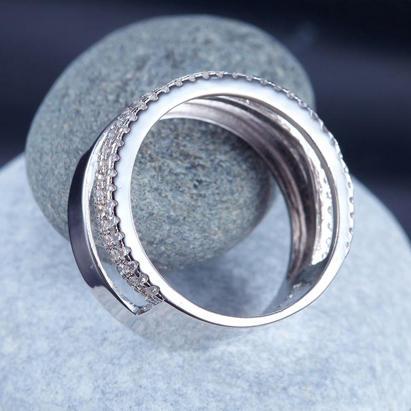 Semi Eternity Simulated Diamond Triple Band in Sterling Silver