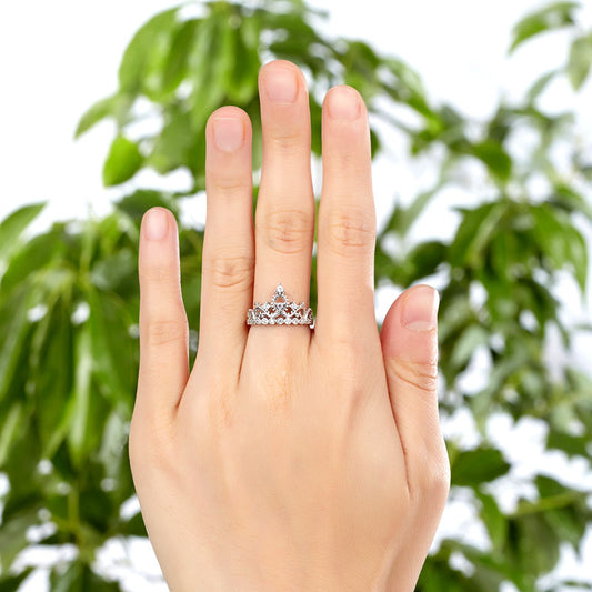 Bague couronne en argent sterling avec zircone cubique