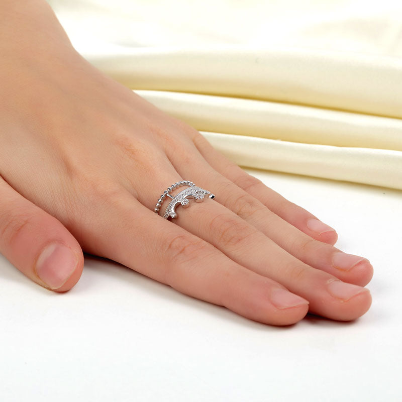 Pavé CZ Crown Ring in Sterling Silver