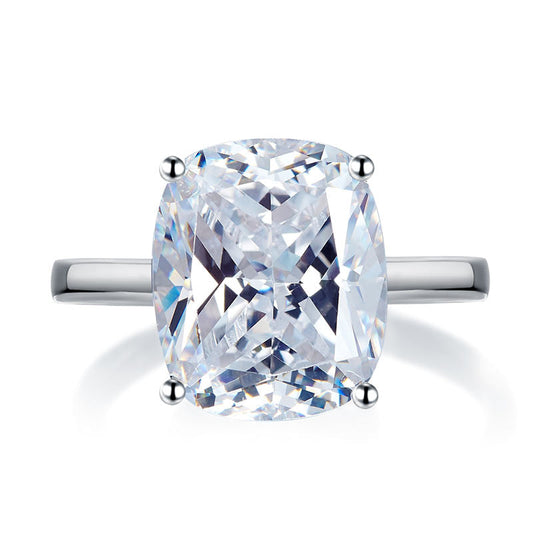 Bague solitaire en argent sterling avec diamant synthétique taille coussin de 6 carats