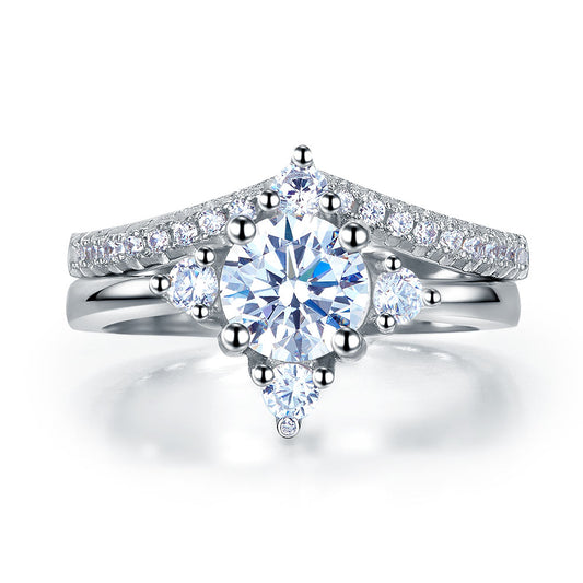 1 CT. Round Multi-Stone Simulated Diamond Bridal Set in Sterling Silver