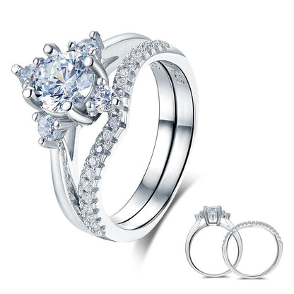 1 CT. Round Multi-Stone Simulated Diamond Bridal Set in Sterling Silver