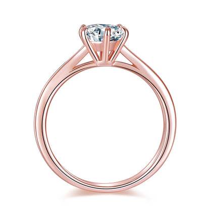 1 CT. Round Simulated Diamond Solitaire Engagement Ring in Rose Gold Sterling Silver