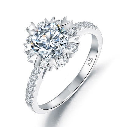1 CT. Simulated Diamond Flower Snowflake Ring in Sterling Silver