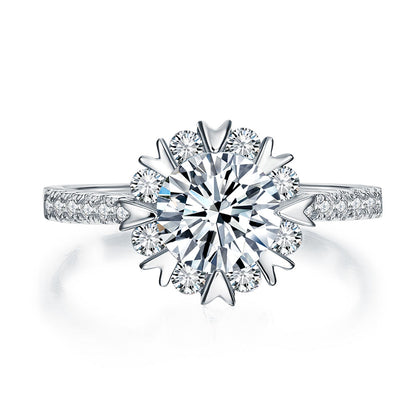1 CT. Simulated Diamond Flower Snowflake Ring in Sterling Silver
