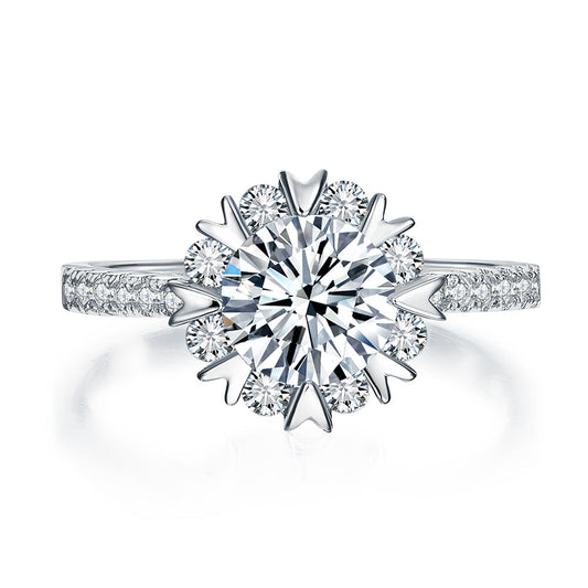 1 CT. Simulated Diamond Flower Snowflake Ring in Sterling Silver