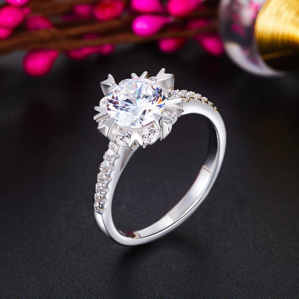 1 CT. Simulated Diamond Flower Snowflake Ring in Sterling Silver