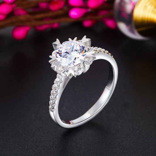 1 CT. Simulated Diamond Flower Snowflake Ring in Sterling Silver