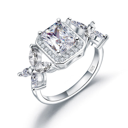 1.5 CT. Rectangular Princess Cut Simulated Diamond Butterfly Ring in Sterling Silver