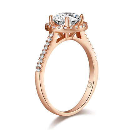 1.2 CT. Simulated Diamond Halo Ring in Rose Gold Sterling Silver