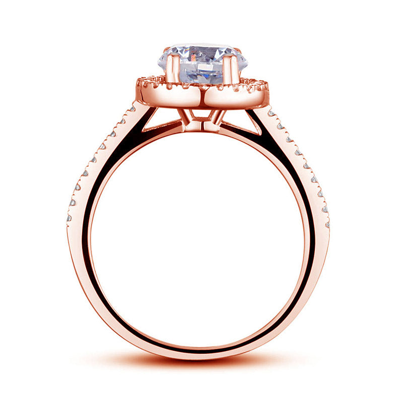 1.2 CT. Simulated Diamond Halo Ring in Rose Gold Sterling Silver