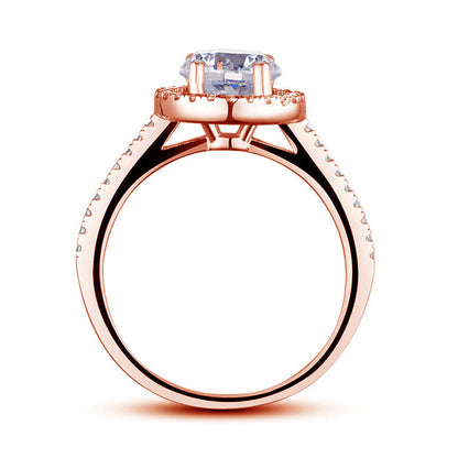 1.2 CT. Simulated Diamond Halo Ring in Rose Gold Sterling Silver