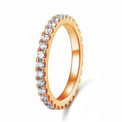 Alliance éternité en argent sterling or rose avec diamants synthétiques ronds de 2 mm