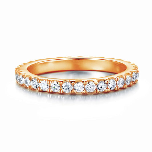 Alliance éternité en argent sterling or rose avec diamants synthétiques ronds de 2 mm