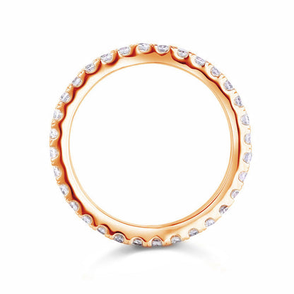 Alliance éternité en argent sterling or rose avec diamants synthétiques ronds de 2 mm