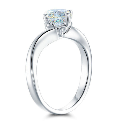 1 CT. Round Moissanite Diamond Solitaire Twist Shank Engagement Ring in Sterling Silver