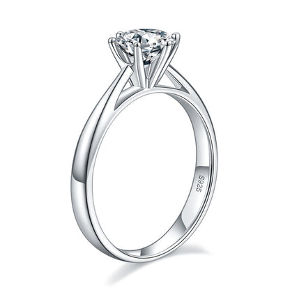 1 CT. Round Moissanite Diamond Solitaire Engagement Ring in Sterling Silver
