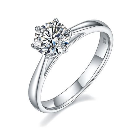 1 CT. Round Moissanite Diamond Solitaire Engagement Ring in Sterling Silver