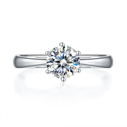 1 CT. Round Moissanite Diamond Solitaire Engagement Ring in Sterling Silver