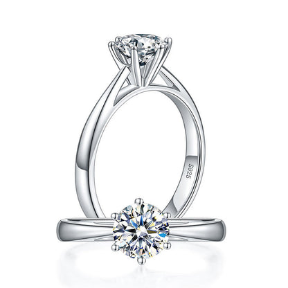1 CT. Round Moissanite Diamond Solitaire Engagement Ring in Sterling Silver