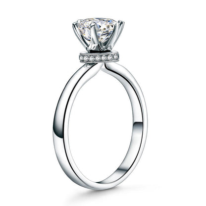 1 CT. Round Moissanite Diamond Bottom Halo Engagement Ring in Sterling Silver