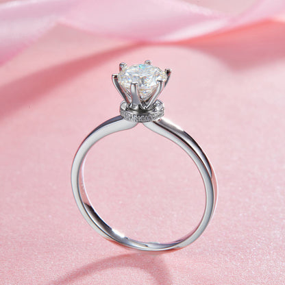 1 CT. Round Moissanite Diamond Bottom Halo Engagement Ring in Sterling Silver