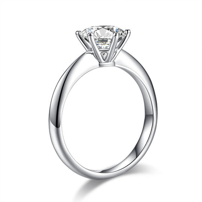 1.5 CT. 6-Prong Moissanite Diamond Solitaire Engagement Ring in Sterling Silver