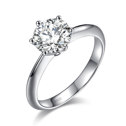 1.5 CT. 6-Prong Moissanite Diamond Solitaire Engagement Ring in Sterling Silver
