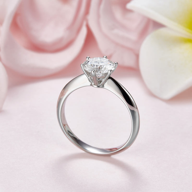1.5 CT. 6-Prong Moissanite Diamond Solitaire Engagement Ring in Sterling Silver