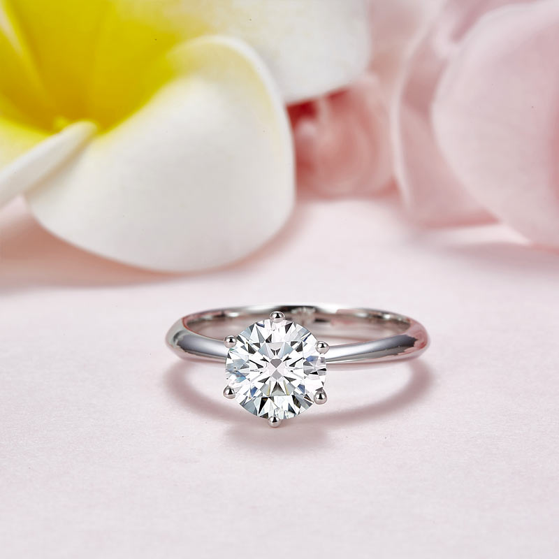 1.5 CT. 6-Prong Moissanite Diamond Solitaire Engagement Ring in Sterling Silver
