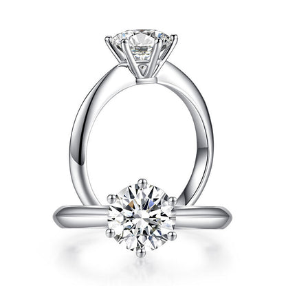 1.5 CT. 6-Prong Moissanite Diamond Solitaire Engagement Ring in Sterling Silver